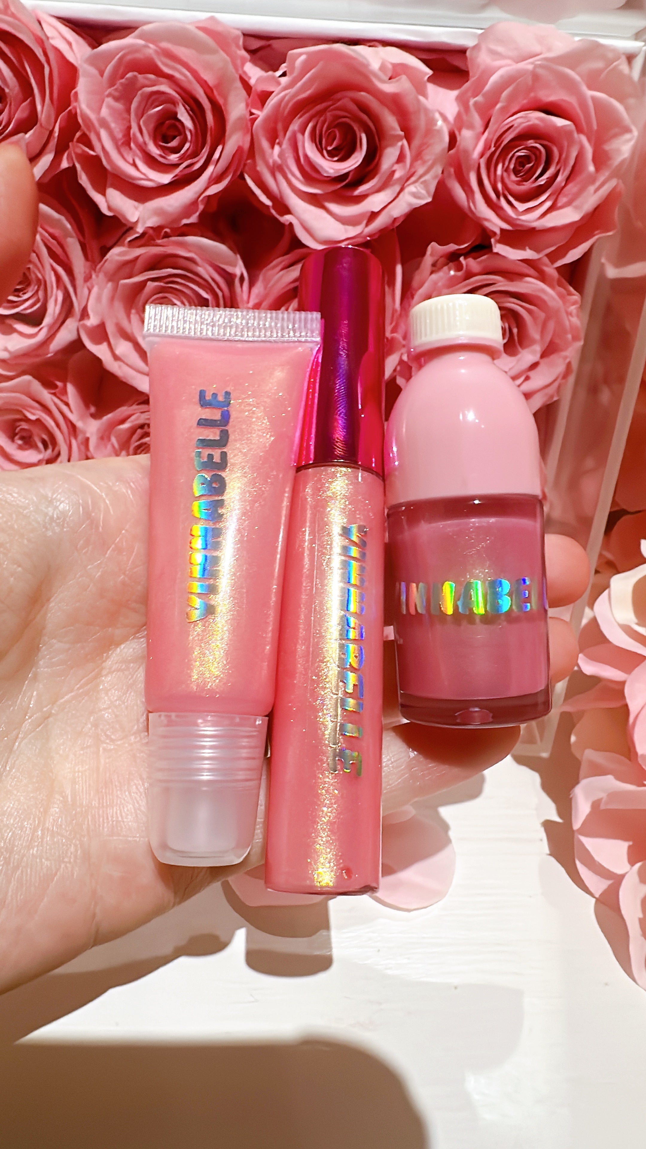 Barbie Pink Gold lipgloss stain, vanilla lipgloss , lipgloss topper, glitter gloss, handmade, vegan