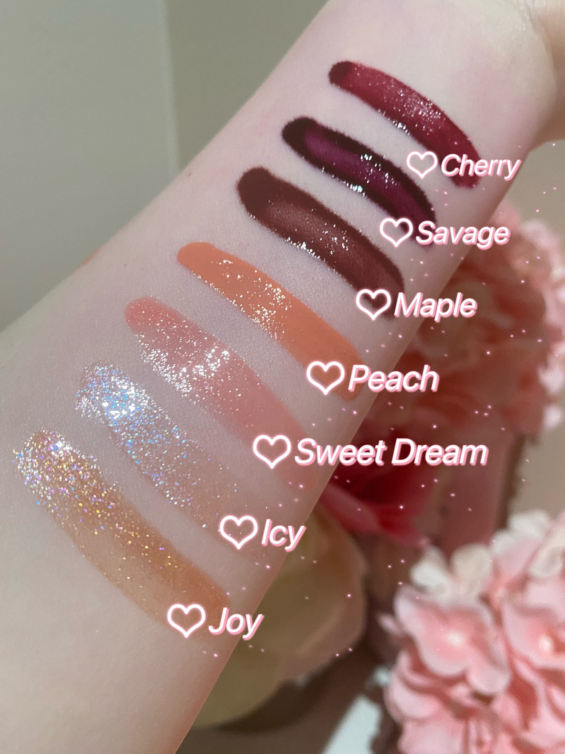 High Quality Vegan Lipgloss Swatches