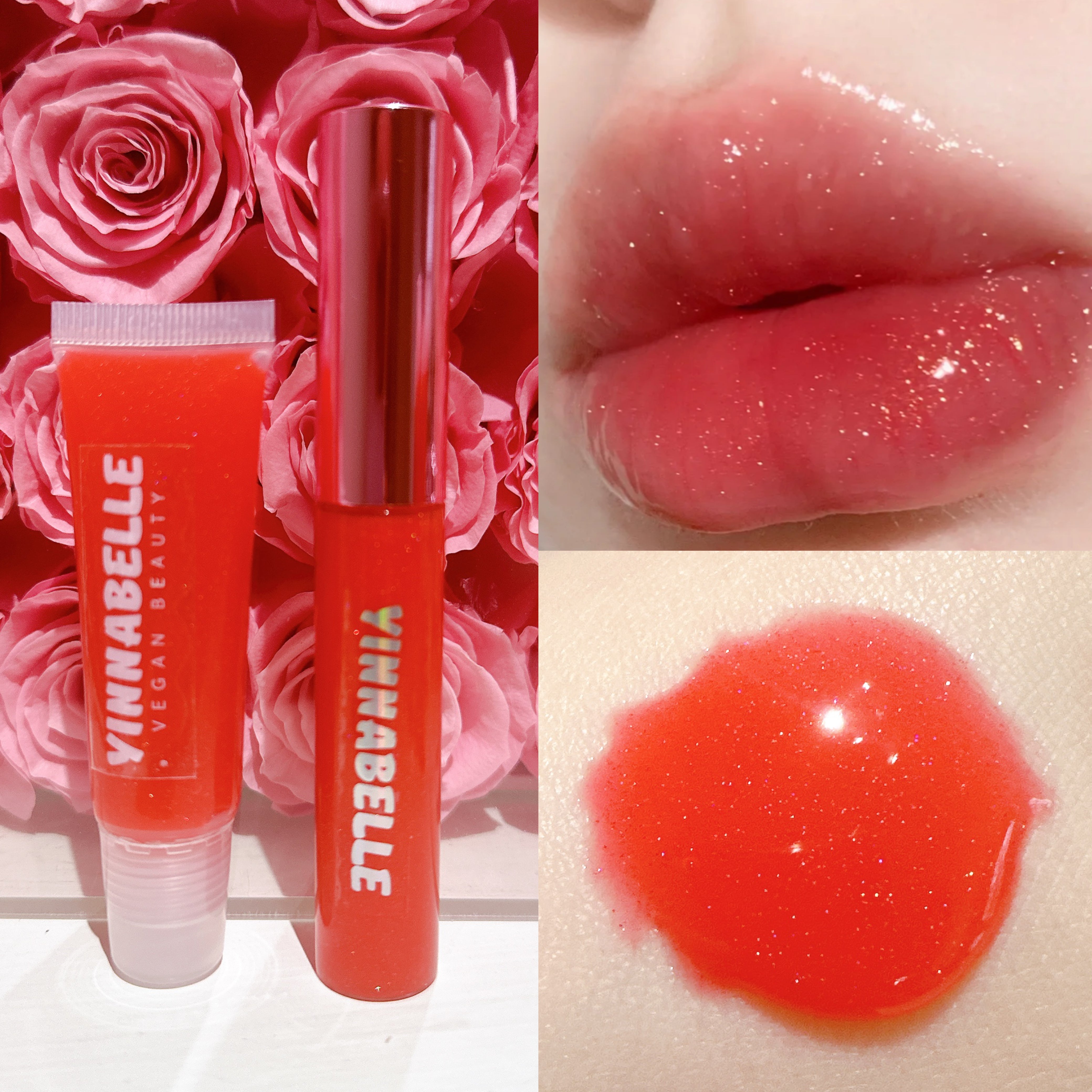 Lunar Red lipgloss lip topper, red glitter strawberry scented lipgloss, high shine lipgloss