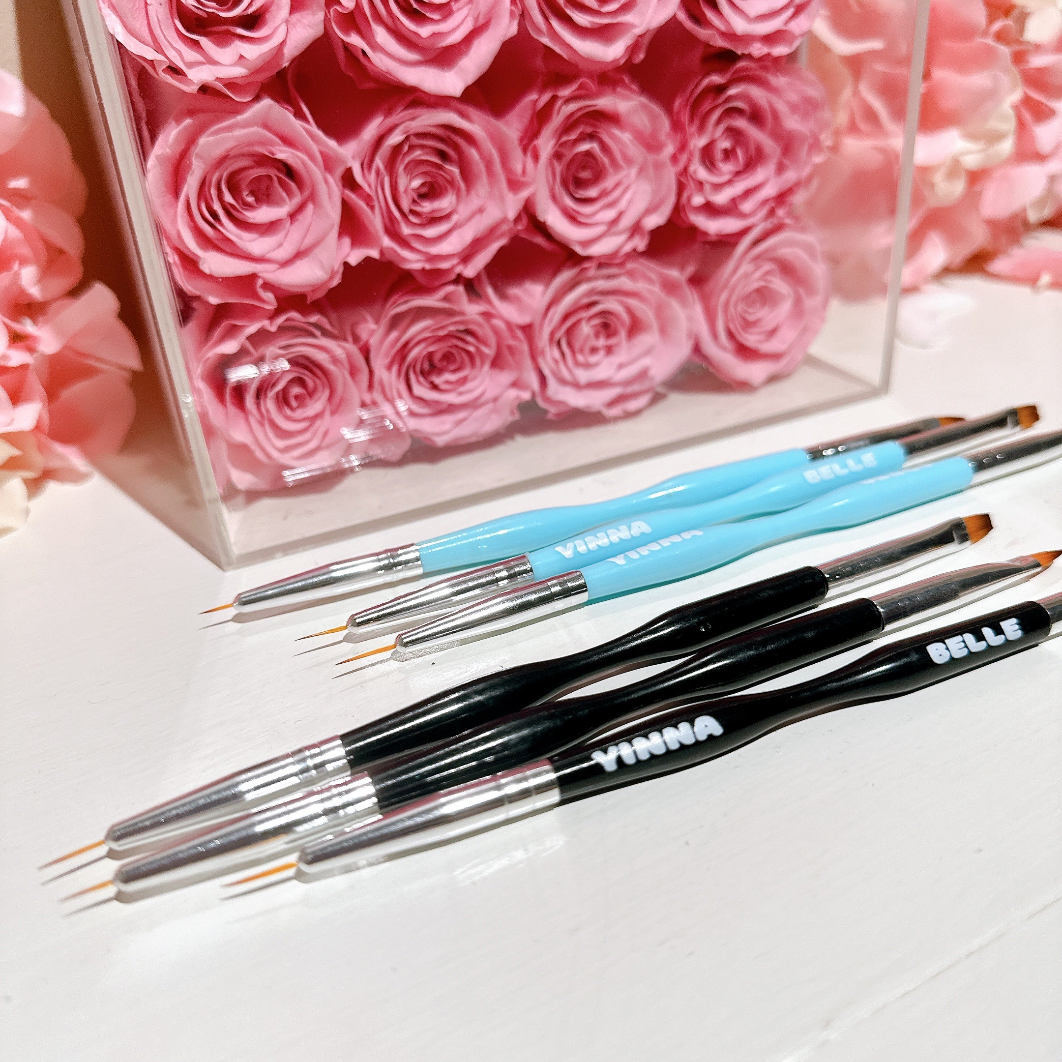 Double ended water activated eyeliner brush set, nail art brushes