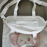 Bunny boba milk zip 3 way reusable canvas tote bag