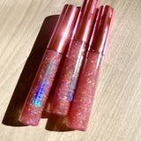 Pink Galaxy holographic Glitter lipgloss lip topper, vanilla scented lipgloss, high shine lipgloss